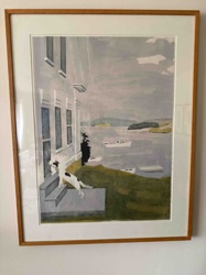 Fairfield Porter Print - Dog on Porch by the Sea