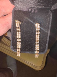 Double Strand Dangle Earrings with Clear Stones