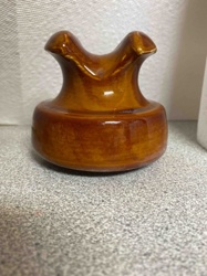 Brown Glazed Ceramic Wire Holder or Insulator