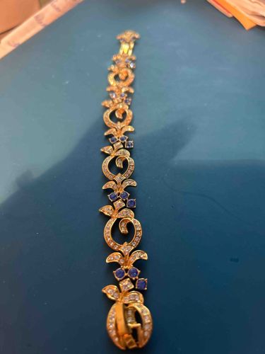 Gold-Toned, Sapphire and Diamondette Link Bracelet
