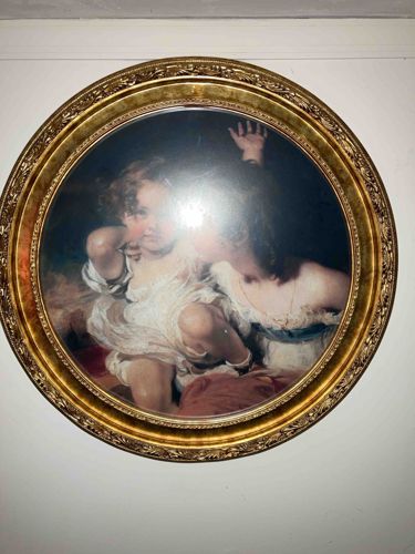 Framed Oval Print of 'The Kiss' (Le Baiser) by Jean-Honoré Fragonard
