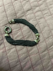 Multi-Strand Black Mesh Bracelet with Toggle Clasp