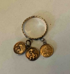 Greek Charm Ring with Acropolis and Greek Figures