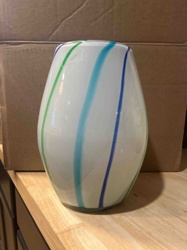 Modern Glass Vase with Swirled Stripes