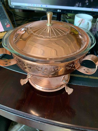 Copper Plated Chafing Dish Set with Pyrex Insert