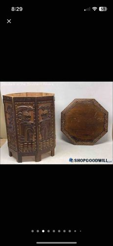 African Wood Carved Folding Table
