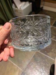 Embossed Clear Glass Mug with Botanical Design