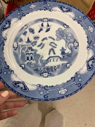 Blue and White Willow Pattern Dinner Plate