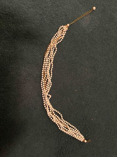 Multi-strand Cream Beaded Choker Necklace