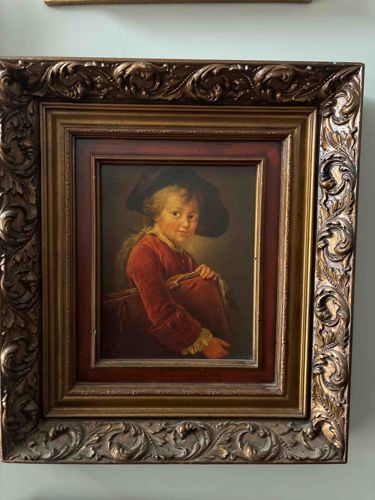 Young Artist Portfolio Bearer Portrait in Gilt Frame