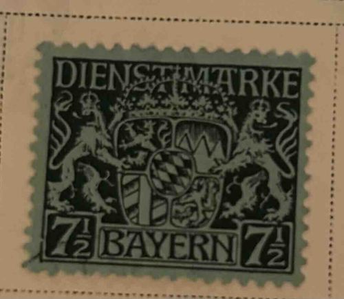 Bavarian Official Stamp (Dienstmarke) 7 1/2 Pfennig