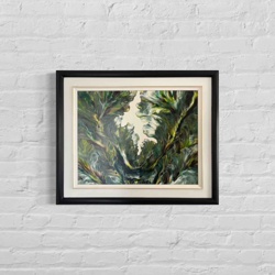 Green and Yellow Abstract Acrylic Pour Painting