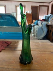 Green Glass Hand-Shaped Vase