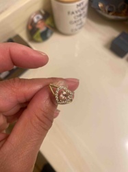 Heart-Shaped Gemstone Ring with Diamond Halo