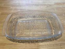 Clear Glass Rectangular Baking Dish with Embossed Floral Design