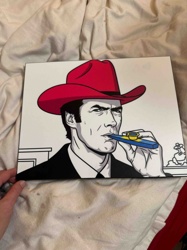 Pop Art Print: Man in Red Cowboy Hat Playing Kazoo
