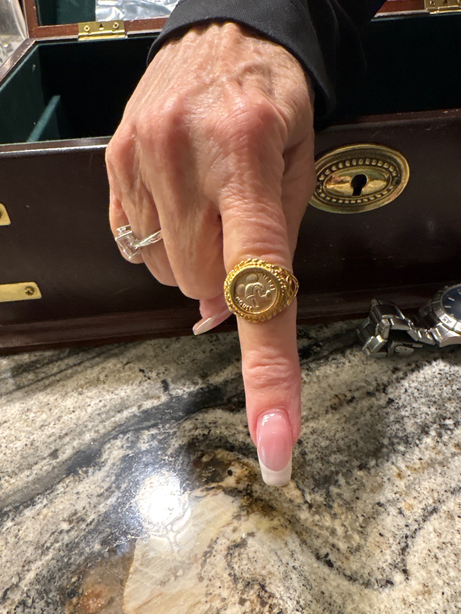 Vintage Mickey Mouse Gold Coin Signet Ring