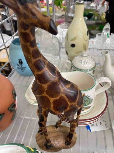 Carved Wooden Giraffe Figurine