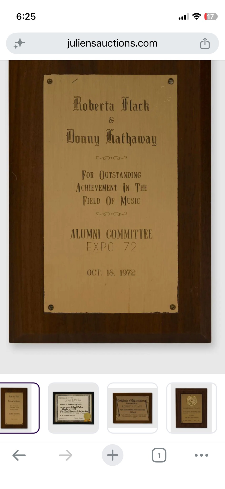 Submitted photo of Wood and metal presentation plaque (unauthenticated)