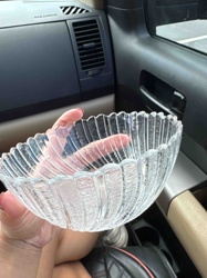 Textured Clear Glass Serving Bowl (Ice Glass Style)