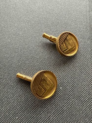 Vintage Gold-Toned Abstract Cufflinks