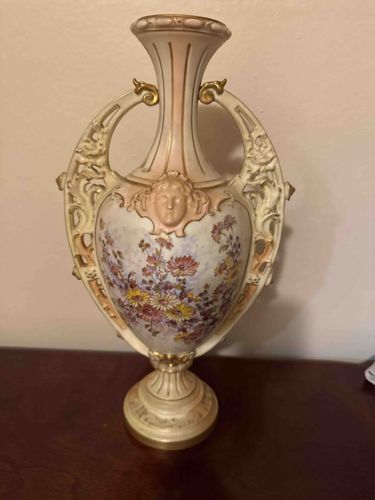 Art Nouveau-Style Pedestal Vase with Floral and Figural Decoration