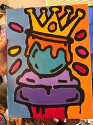 Abstract Crowned Figure Canvas Painting