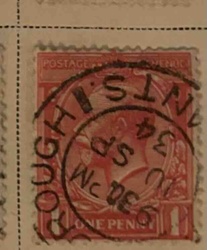 Used Great Britain Penny Red Postage Stamp with Cancelation