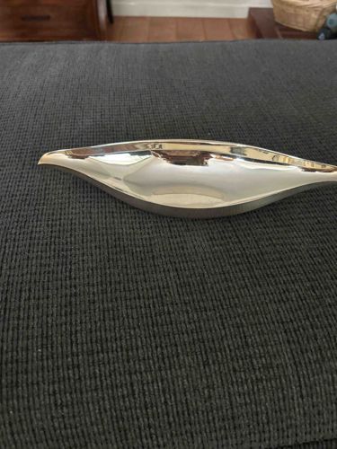Modern Biomorphic Silver-Toned Decorative Dish