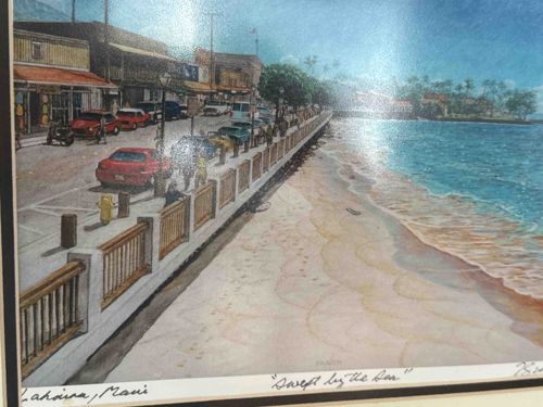Lahaina, Maui Waterfront Scene Painting titled "Swept by the Sea"