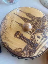 Wooden Box Lid with Zagreb Pyrography