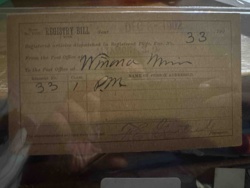 Vintage Post Office Registry Bill