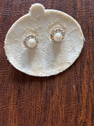 Pearl and Halo Stud Earrings