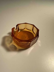 Amber Glass Ashtray with Coin Insert