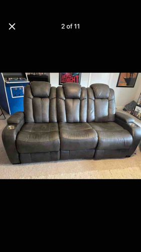 Three-Seat Reclining Sofa with Cupholders