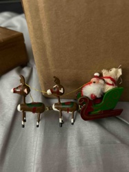 Vintage Santa Sleigh and Reindeer Christmas Ornament/Figurine