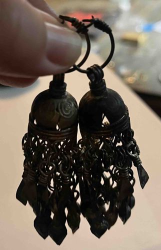 Ethnic Dangle Earrings with Patina