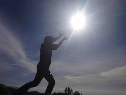 Silhouette of a Person Reaching for the Sun