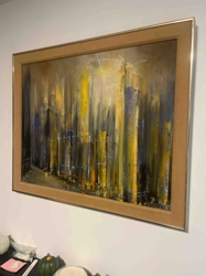 Abstract Cityscape Oil Painting by V. Kasa