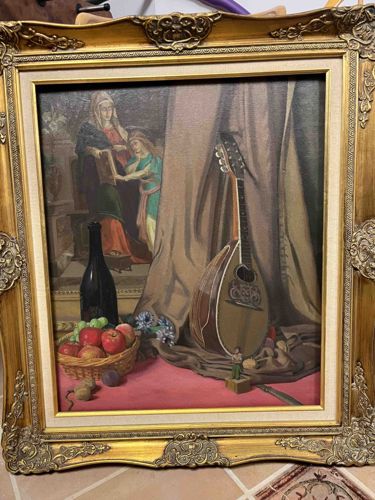 Classical Still Life with Figures and Musical Instruments Oil Painting