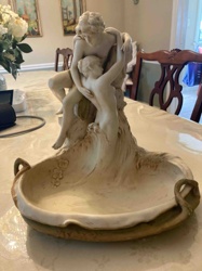 Figural Bisque Porcelain Centerpiece with Wave Bowl