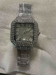 Iced Out Cartier Santos-Dumont Style Watch