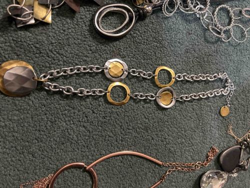 Premier Designs Two-Tone Oval and Chain Statement Necklace