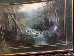 Framed Mountain River Landscape Print