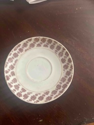 Ceramic Saucer with Brown-Purple Floral Pattern
