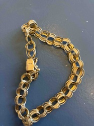 10K Gold Triple Link Charm Bracelet
