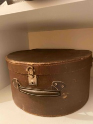 Vintage Brown Leather Hat Box