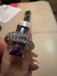Amethyst and Cubic Zirconia Cocktail Ring