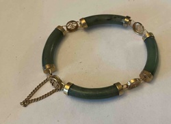 Jade and Gold-Toned Link Bracelet