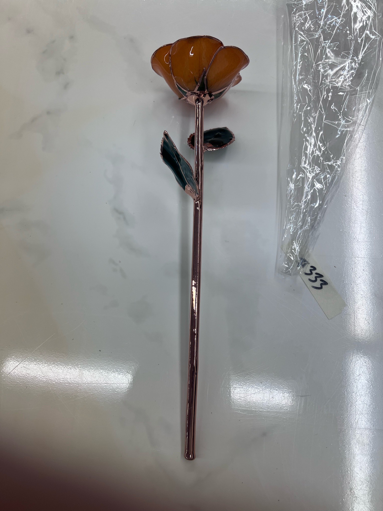 Submitted photo of Gold-dipped rose decorative sculpture